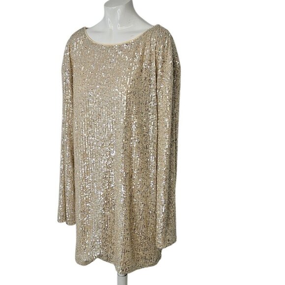 Revolve Lovers + Friends Coco Tunic Allover Sequin Dress, Silver, Oversize, XS - Picture 3 of 8